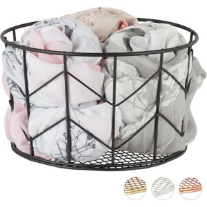 Relaxdays - 1x Wire Mesh Basket, Round Vintage Fruit Bowl, Decorative Accessory, Metal, h x w: 12.5 x 22 cm, Black