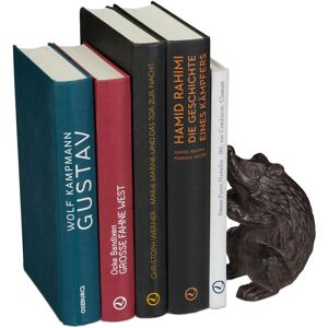 Set of 1 Relaxdays Hedgehog, Various Designs, For Books, CDs, DVDs, Cast Iron, Robust Stand, Brown