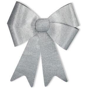 Set of 1 Relaxdays xl Giant Gift Bow with Ribbons, For Large Gifts, Glitter, Christmas Decoration, Silver