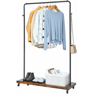 Costway - 2 in 1 Industrial Metal Clothes Rails Stand Garment Coat Rack Storage Organizer