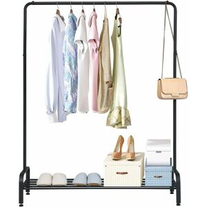 Costway - 2 in 1 Industrial Metal Garment Coat Rack Clothes Rails Stand Storage Organizer