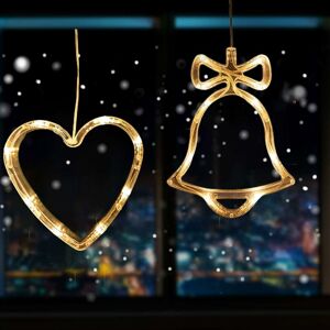 Langray - 2 pcs led Christmas Lights Indoor Battery Operated Hanging Window Light with Suction Cup Warm White for Holiday Birthday Wedding Christmas