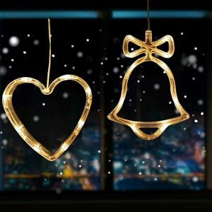 Hoopzi - 2 pcs led Christmas Lights Indoor Battery Operated Hanging Window Light with Suction Cup Warm White for Holiday Birthday Wedding Christmas