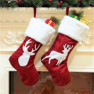 Langray - 2 Pieces Christmas Stockings, 2 Designs Large Size Xmas Stocking Gifts Hanging Stockings Bulk Reindeer Stocking with Plush Faux Fur Cuff