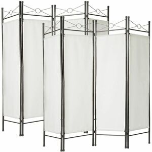 Tectake - 2 room divider screen 180x160x2.5cm - room divider screen, partition wall, divider - white - white