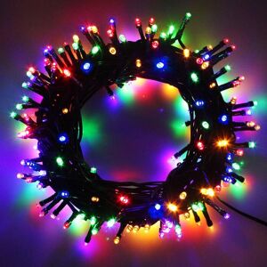 SHATCHI 200 LEDs Multicolour Fairy String Lights Cool White Indoor/Outdoor Green Cable 8 Modes Mains Powered Memory Auto Timer - Multicolour