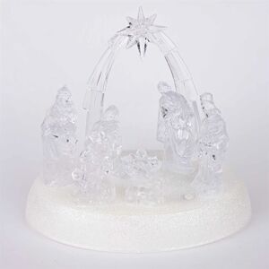 Shatchi - 20cm Christmas Pre-Lit led Musical Nativity Scene Acrylic Sculpture Battery Operated Light Up Xmas Tabletop Home Decorations 20cm