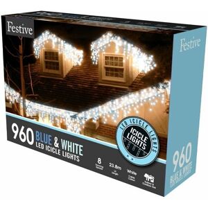 FESTIVE Outdoor Christmas Lights - Blue & White - 720 led Lights