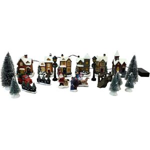 Selections - 24 Piece Christmas Village Scene For Windowsills Or Mantlepieces