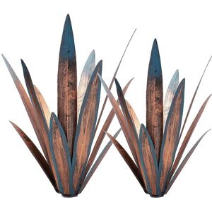 XUIGORT 2pcs Tequila Rustic Sculpture diy Metal Agave Plant Home Decor Rustic Hand Painted Metal Agave Garden Ornaments Outdoor Decor Figurines Home Yard