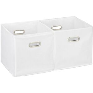 Set of 2 Relaxdays Storage Boxes, No Lids, With Handles, Folding, Square Shelf Bins, 30 x 30 x 30 cm, White