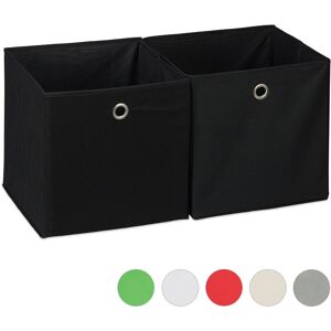 Set of 2 Relaxdays Storage Box, Square, Shelf Storage Basket, Square Bins 30x30x30 cm, Black