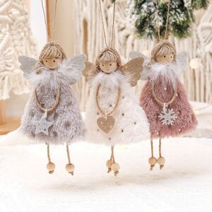 Aougo - 3 Pieces Christmas Tree Ornaments, Christmas Angel Christmas Tree Hangers, Christmas Decoration Plush Angel Hanging Christmas Tree Dange Doll