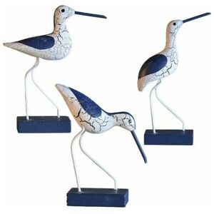 Lune - 3 Pieces Coastal Decor Wood Seagull Figurine Bird Statue Nautical Coastal Ocean Home Decor Beach Coastal Bird Ornament for Table Desk Office