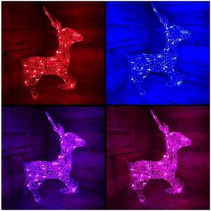 Samuel Alexander - 33cm Colour Changing led Indoor Outdoor Acrylic Standing Reindeer Christmas Decoration