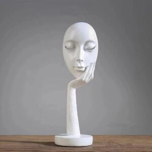 Livingandhome - 37CM Thinker Face Mask Ornament Figurine Statue Sculpture, White