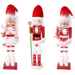 Shatchi - 38cm Wooden Santa Nutcrackers Soldiers Christmas Ornament 3pcs Set