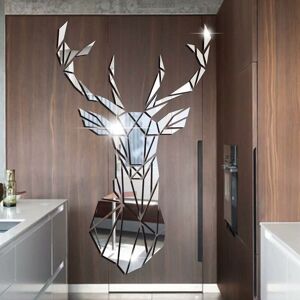 Groofoo - 3D Art of Deer Murals Wall Sticker Mural Wall Stickers Stickers Self-adhesive diy Arts Decor Wall Decoration Mural Murals Wall deer head