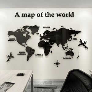 GROOFOO 3D Art World Map Murals Wall Sticker Wall Decoration Decor Decals Sticker Mural Wall Sticker diy Acrylic Crystal Office Study Living Room Sofa