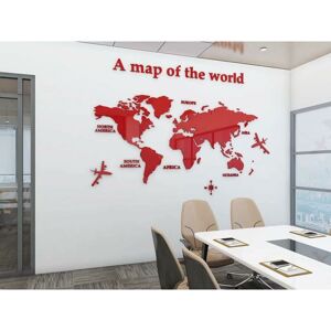 GROOFOO 3D Art World Map Murals Wall Sticker Wall Decoration Decor Decals Sticker Mural Wall Sticker diy Acrylic Crystal Office Study Living Room Sofa