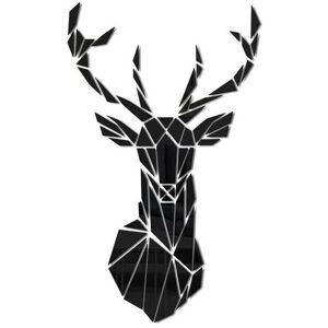 LUNE 3D Mirror Deer Wall Stickers Arts Wall Decoration for Home Office Study Living Room Sofa Background Wall Decals Home Decor Wall Sticker (Black,8651CM)