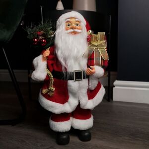 Samuel Alexander - 40cm Red Standing Santa Claus Indoor Decoration with Present and Green Sack