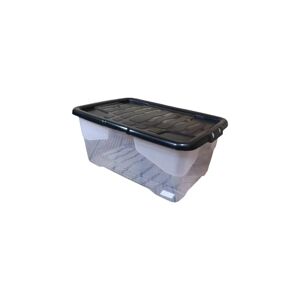 Samuel Alexander - 42L Clear Storage Box with Black Lid, Stackable and Nestable Design Storage Solution