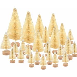 Langray - 48 Pcs Mini Christmas Trees Bottle Brush Trees Tabletop Model Trees for Christmas Decoration diy Room Decor Diorama Models (White)