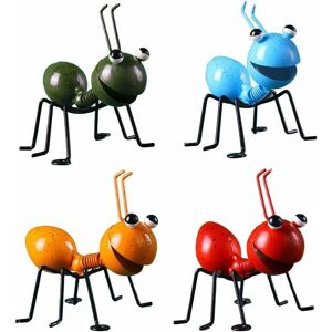 Tinor - 4PCS Ant Garden Ornaments Garden Art Metal Sculpture Ant Colorful Cute Insect Ornament for Hanging Wall Art Yard Lawn Decor Indoor Outdoor