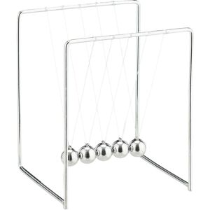Relaxdays - Newton's Cradle, 4x Set, Pendulum with 5 Balls for Desk & Office, Stress Relief, Metal, Physics Gadget, Silver