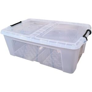 Samuel Alexander - 50L Smart Storage Box, Clear with Clear Extra Strong Lid, Stackable and Nestable Design Storage Solution