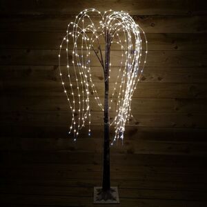 Premier Decorations - 5ft 1.5m Premier Christmas Brown Flocked Flashing 540 led Willow Tree in White Mix