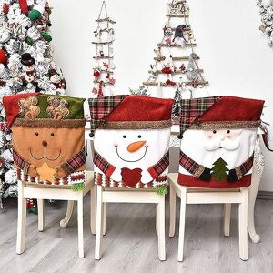Aougo - Pack Christmas Chair Back Covers for Dining Room Santa Snowman Reindeer Xmas Party Decoration(54 x 48cm)