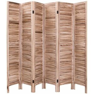 Costway - 6 Panel Room Divider Wooden Screen Wall Folding Room Partition Separator Privacy