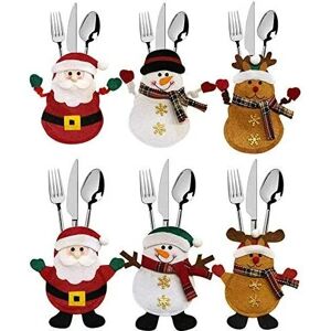 AOUGO 6 Pieces Christmas Costume Cutlery Holder Santa Elk Snowman Table Decoration