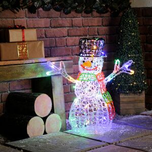 Festive Productions - 60cm Outdoor led Light Up Soft Acrylic Snowman Figure Christmas Decoration Multi Colour - White