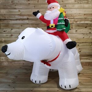 Snowtime - 6ft (175cm) led Christmas Inflatables Santa's On Polar Bear Animated Decorations