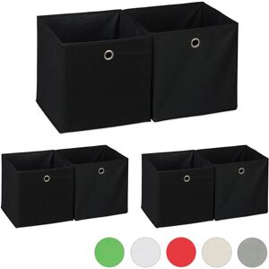 Relaxdays - Set of 6 Storage Box, Square, Shelf Storage Basket, Square Bins 30x30x30 cm, Black