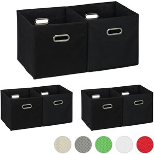 Set of 6 Relaxdays Storage Boxes, No Lids, With Handles, Folding, Square Shelf Bins, 30 x 30 x 30 cm, Black