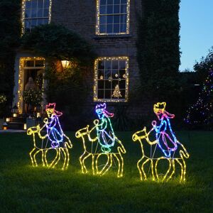 Premier 70cm Outdoor led 3 Wise Men Camels Nativity Christmas Rope Light Silhouette Motif Decoration - Multi Colour