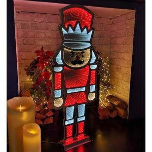 Samuel Alexander - 74cm led Infinity Standing Christmas Nutcracker Decoration with Metal Base in Red & White