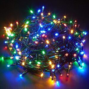 SHATCHI 750 LEDs Multicolour Fairy String Lights Cool White Indoor/Outdoor Green Cable 8 Modes Mains Powered Memory Auto Timer - Multicolour