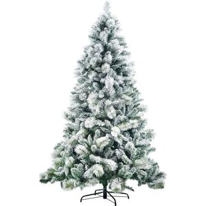 SHATCHI 7FT Green Helsinki Snow Covered Christmas Tree - Green