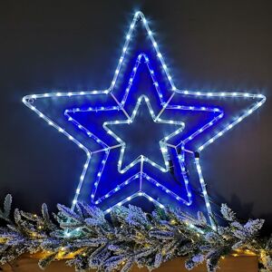 Samuel Alexander - 80cm 8 Function led Ropelight Triple Star Christmas Decorations in Blue and Ice White