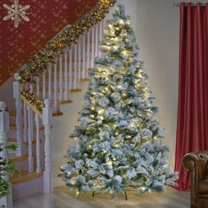 SHATCHI 8FT Prelit Green Kentucky Christmas Tree Warm White LEDs - Green