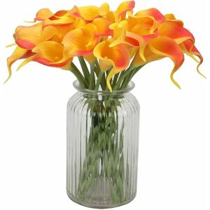 Hoopzi - 9pcs Real Touch Artificial Calla Flowers for Wedding, Office, Home, Kitchen, Party, Event Decor (Red Sunset)