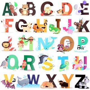 ALWAYSH Abc English Alphabet Wall Stickers, Nursery Room Stickers, Animal Wall Stickers, Baby Kids Room Nursery Living Room Wall Decor 31.5x38.5cm Versailles