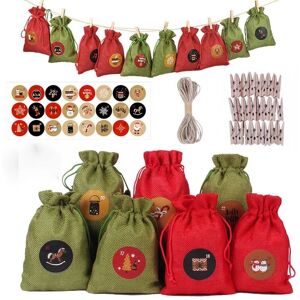 DENUOTOP Advent Calendar for Filling, Fabric Bags, Advent Calendar for Filling, 24, Self-Filling Advent Calendar Bags, Children, DIY Small Christmas Calendar