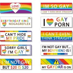 ALWAYSH 10 Pcs Funny Gay lgbt Prank Funny Car Stickers Rainbow Car Stickers Magnetic Bumper Stickers Colorful Car Stickers For Car Vehicle (Classic Style,