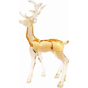 Alwaysh - Acrylic Reindeer Stag Figurine Glass Collection Ornament Statue Animal Crystal Collection Standing Christmas Decoration Home Decor (Gold)